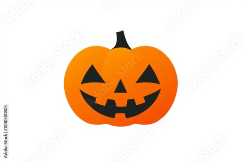 Bright orange jack o lantern icon with triangular eyes and a wide grin creating a simple and classic Halloween design perfect for digital icons or festive illustrations photo