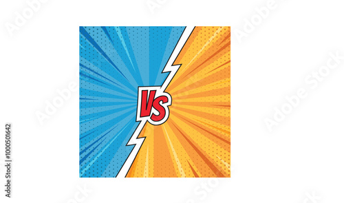 Versus comic frame. Vs comics book clash frames on halftone stripes background vector template.