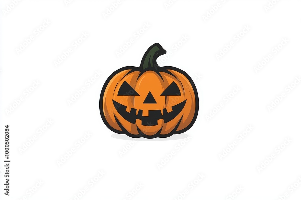 Fototapeta premium Small orange jack o lantern icon with a sharp smile creating a simple and playful Halloween design perfect for digital use or iconography