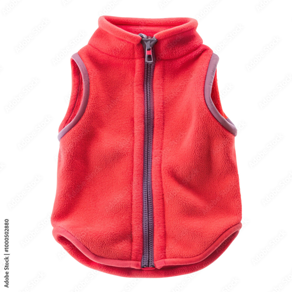 Bright red fleece dog vest with zipper detail Bright red fleece dog vest with zipper detail