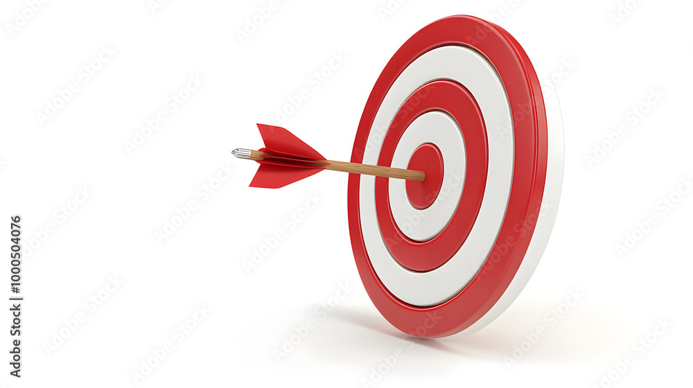 Red and White Target with Arrow Hitting Bullseye Red and White Target with Arrow Hitting Bullseye