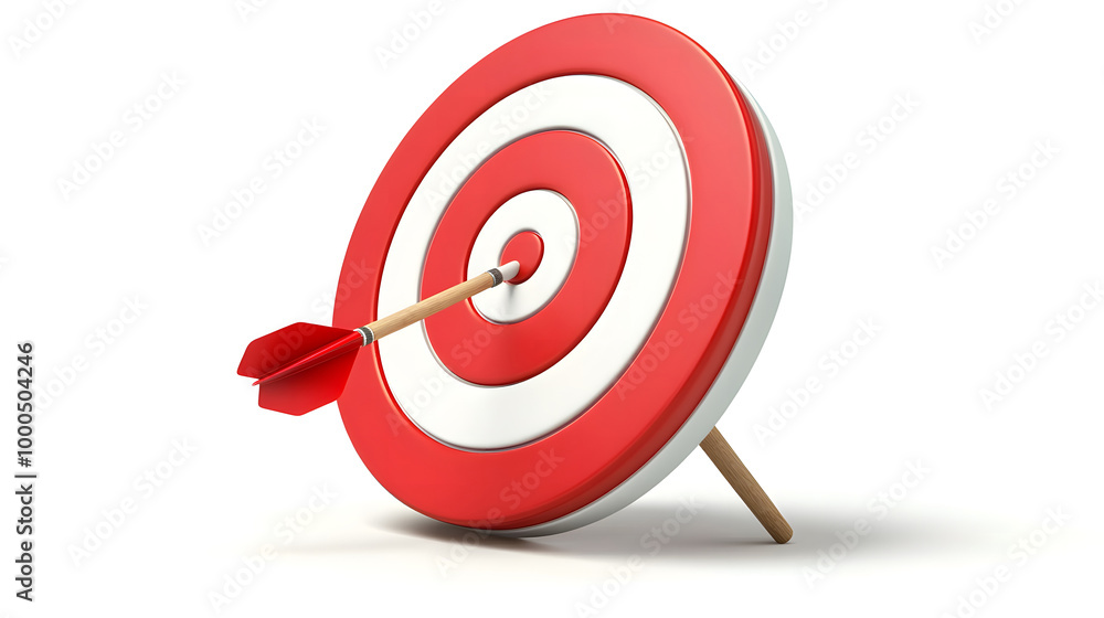Red and White Target with Arrow Hitting Bullseye Red and White Target with Arrow Hitting Bullseye