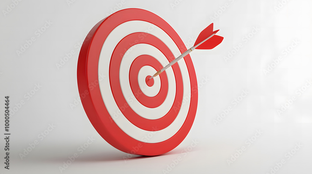 Red and White Target with Arrow Hitting Bullseye Red and White Target with Arrow Hitting Bullseye