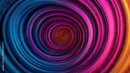 Colorful light beams spiraling into infinity, 3D illustration