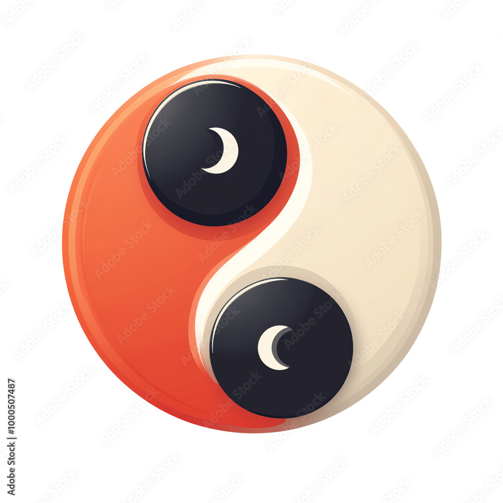 A modern interpretation of the yin-yang symbol representing balance and harmony in design and philosophy.,trasparent background A modern interpretation of the yin-yang symbol representing balance and harmony in design and philosophy.,trasparent background