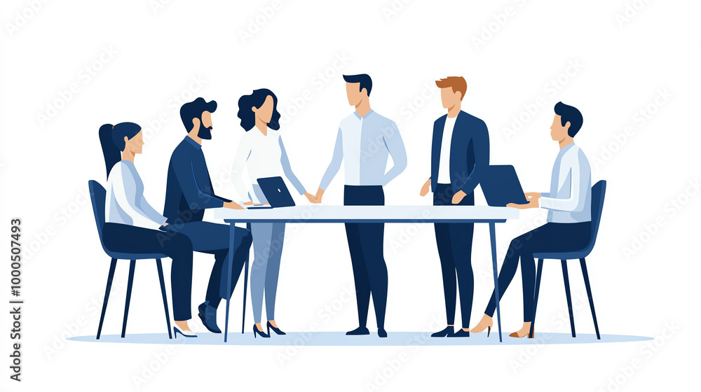 Business team meeting, white isolate background Business team meeting, white isolate background