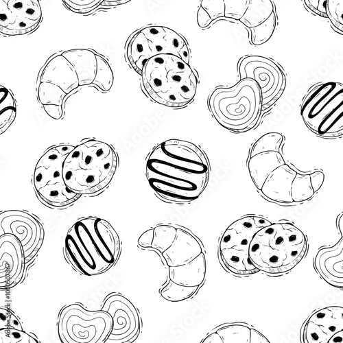 hand draw biscuit or cookies in seamless pattern
