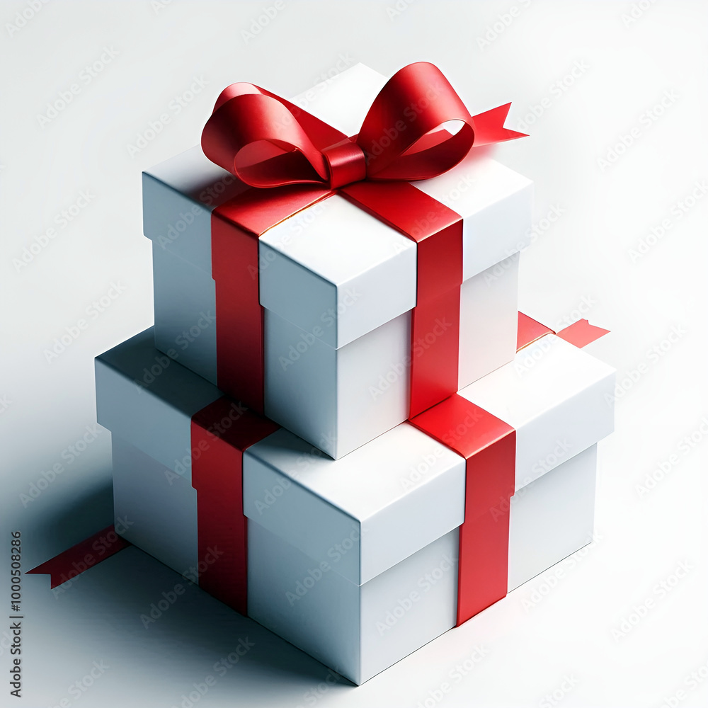 Fototapeta premium Luxurious Boxing Day Sale Design with Black Gift Box and Red Ribbon