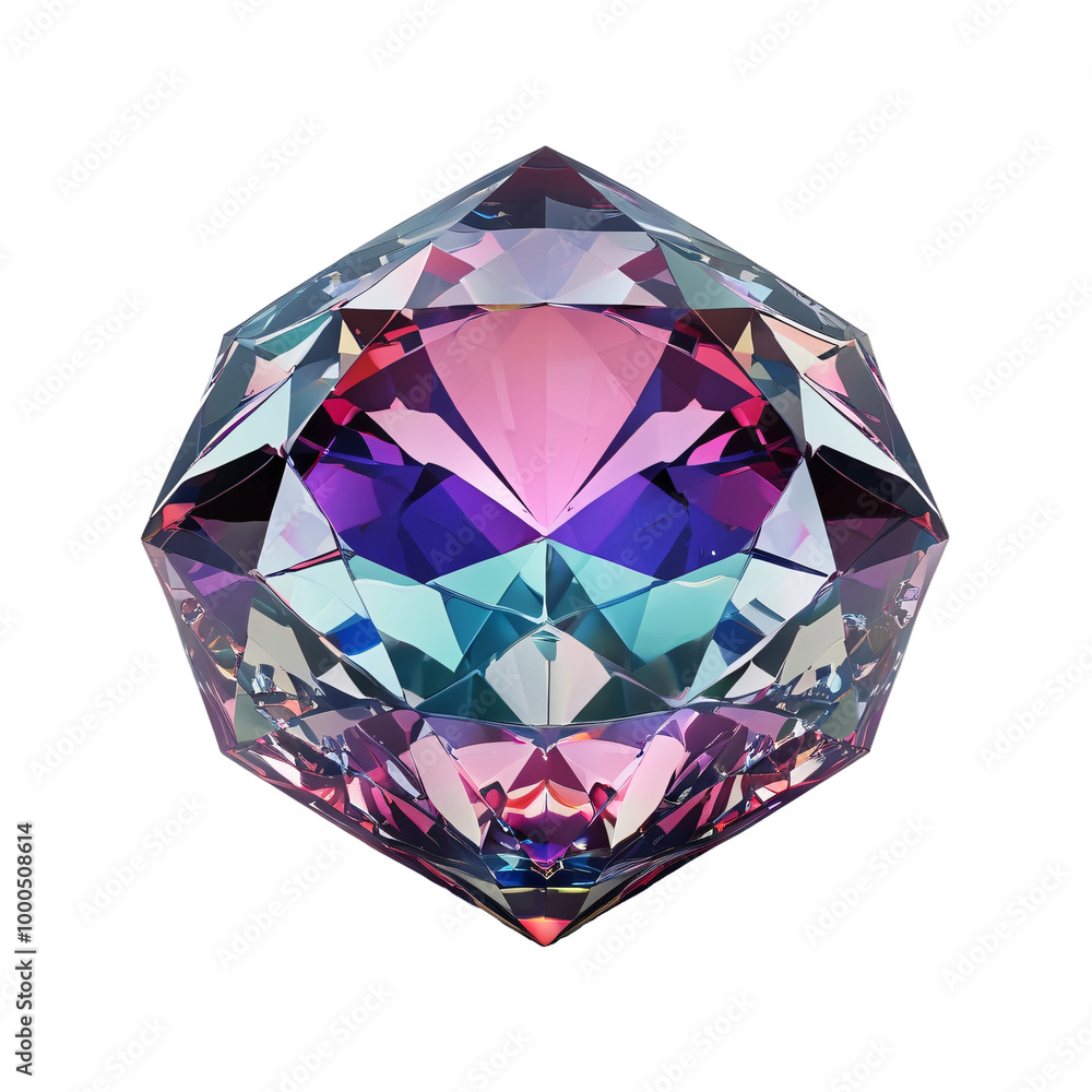 Faceted gem on white background, multi color stone, saphire, amethist, diamond Faceted gem on white background, multi color stone, saphire, amethist, diamond