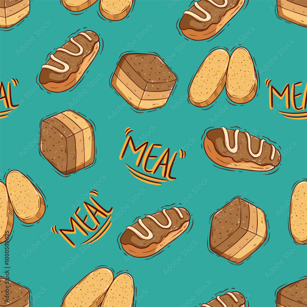 cute doodle bakery or snack food in seamless pattern cute doodle bakery or snack food in seamless pattern