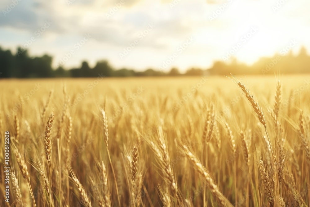 Golden Fields at Sunset: Nature's Serenity and Abundance in a Wheat Landscape Golden Fields at Sunset: Nature's Serenity and Abundance in a Wheat Landscape