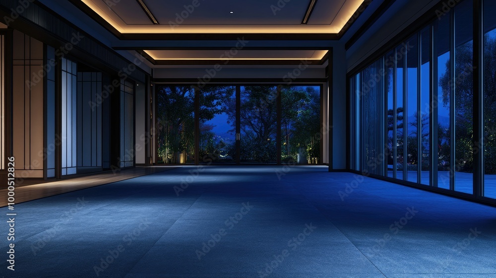 Empty elegant dark room at night with copy space Empty elegant dark room at night with copy space