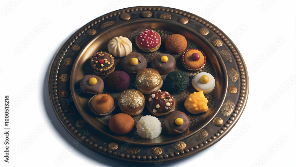 Flat Glossy Bhai Dooj Background with Festive Sweets: Elegant Close-Up of Decorative Plate with Shiny Sweets, Perfect for Celebrating Indian Traditions in Vector Illustration Flat Glossy Bhai Dooj Background with Festive Sweets: Elegant Close-Up of Decorative Plate with Shiny Sweets, Perfect for Celebrating Indian Traditions in Vector Illustration