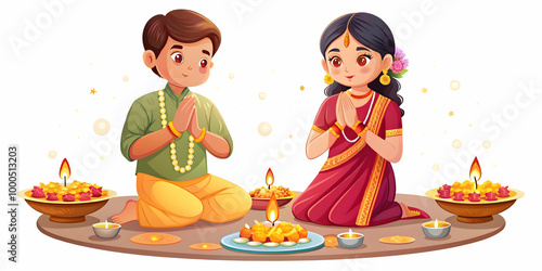 Flat Glossy Bhai Dooj Background: Festive Sweets Close-Up with Shiny Reflection - Simple Vector Illustration for Business Use