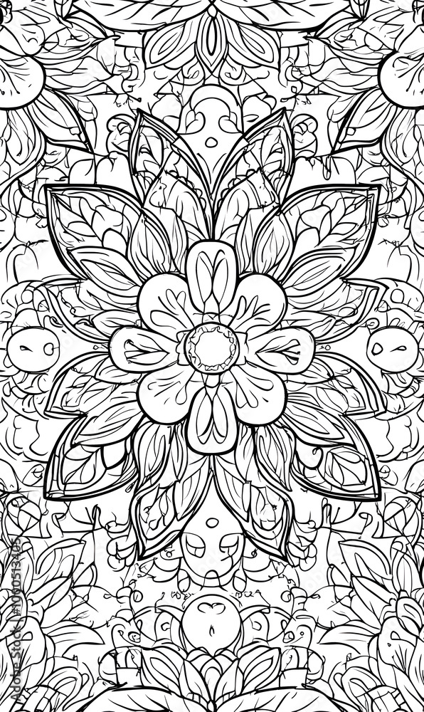 Fototapeta premium carpet or tile pattern 2D illustrator doodle wallpaper