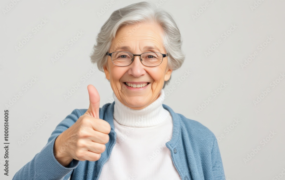 Positive Elderly Woman Showing Approval Gesture Positive Elderly Woman Showing Approval Gesture