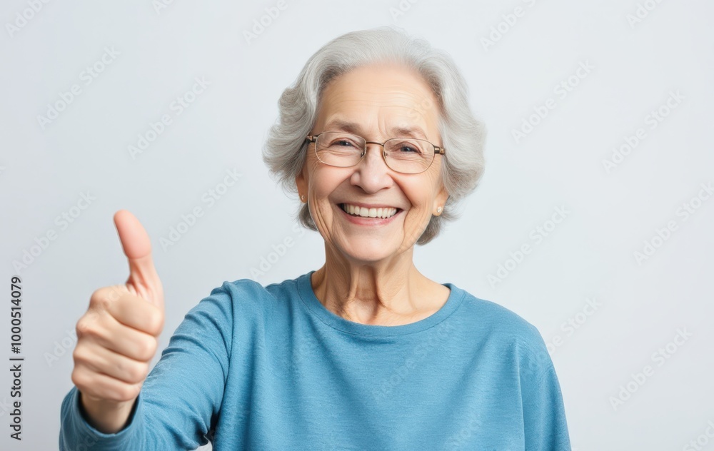 Friendly Elderly Woman Smiling and Showing Approval Friendly Elderly Woman Smiling and Showing Approval