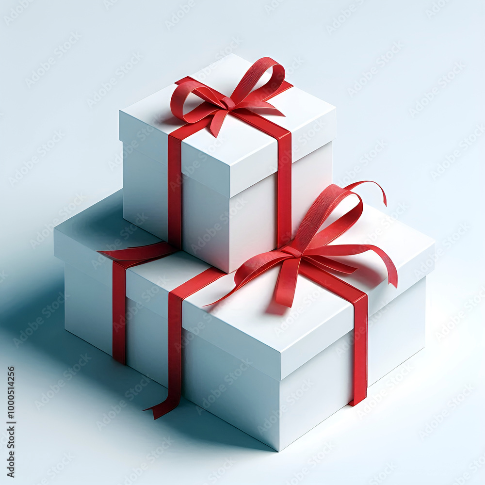 Fototapeta premium Luxurious Boxing Day Sale Design with Black Gift Box and Red Ribbon