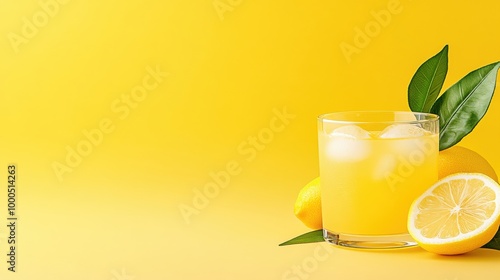 Refreshing Lemonade on Ice with Fresh Mint and Lemon Garnish in a Tall Glass.