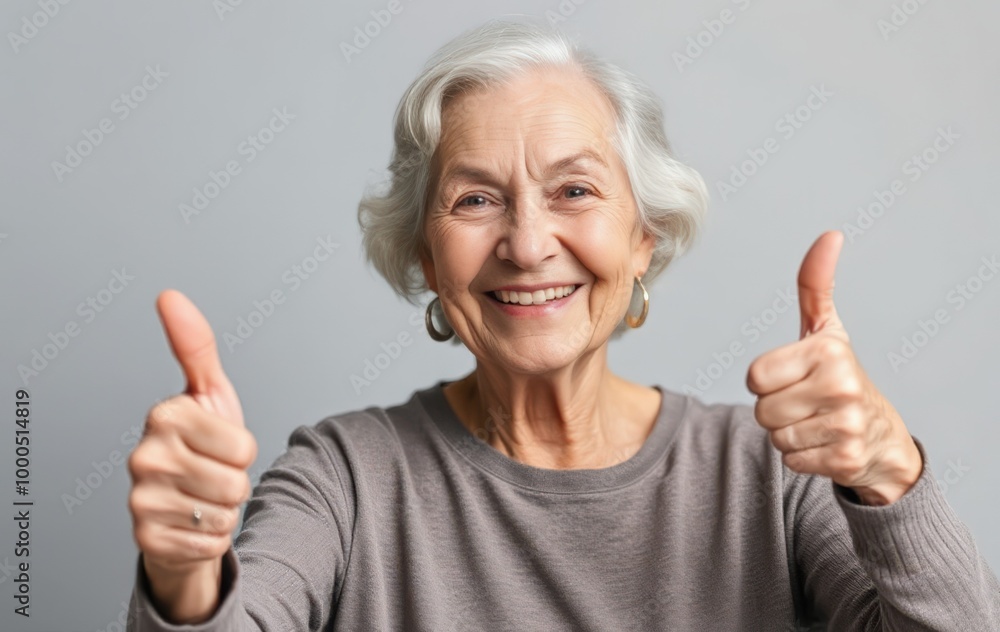 Positive Elderly Woman Showing Approval Gesture Positive Elderly Woman Showing Approval Gesture