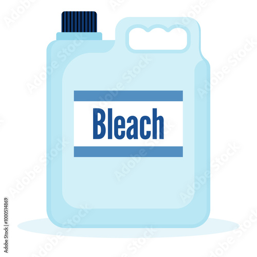 Bleach in big plastic bottle vector flat illustration isolated on white background