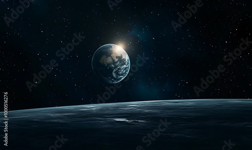 graphics of space, planets, and astronauts on a white background.