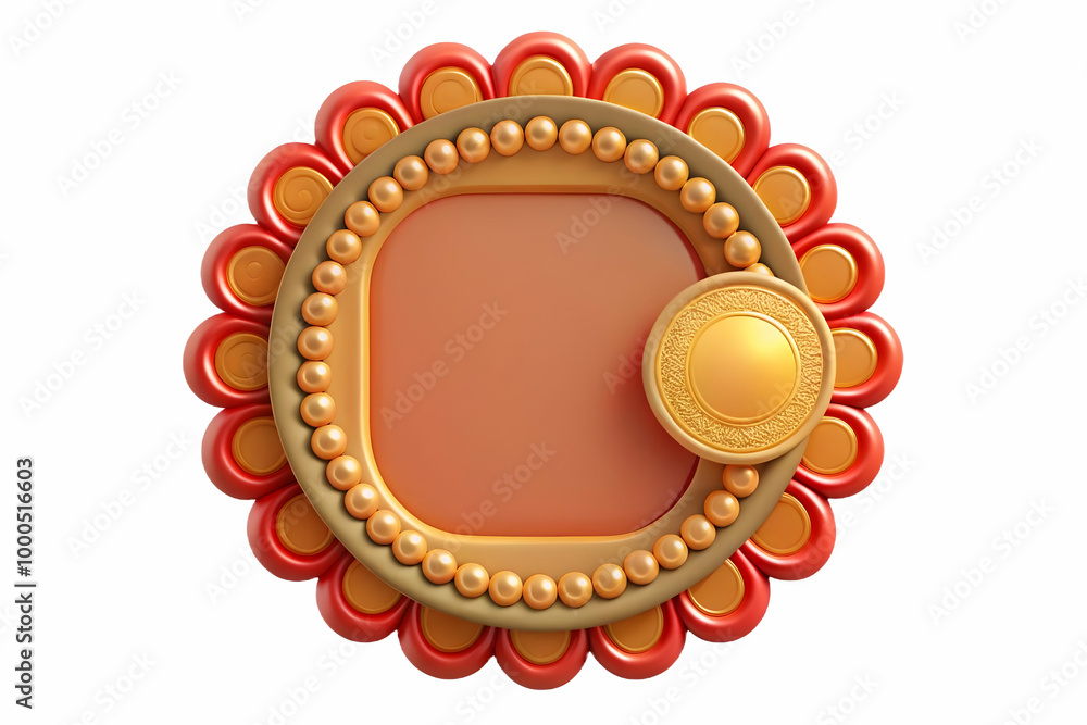 Elegant Flat Tika and Bhai Dooj Coin Frame Design with Copy Space - Modern Decorative Border Symbolizing Wealth and Tradition Elegant Flat Tika and Bhai Dooj Coin Frame Design with Copy Space - Modern Decorative Border Symbolizing Wealth and Tradition