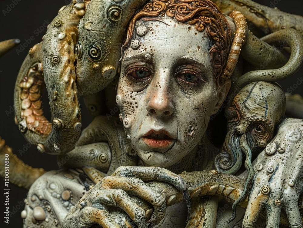 Surreal Sculpture of a Woman with Octopus Tentacles Surreal Sculpture of a Woman with Octopus Tentacles