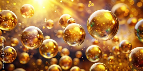 Wallpaper Mural Shimmering Gold Bubbles Floating on a Soft Background Creating a Dreamy and Elegant Atmosphere Torontodigital.ca