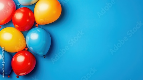 Wallpaper Mural Festive balloons on blue blank background with copy space area Torontodigital.ca