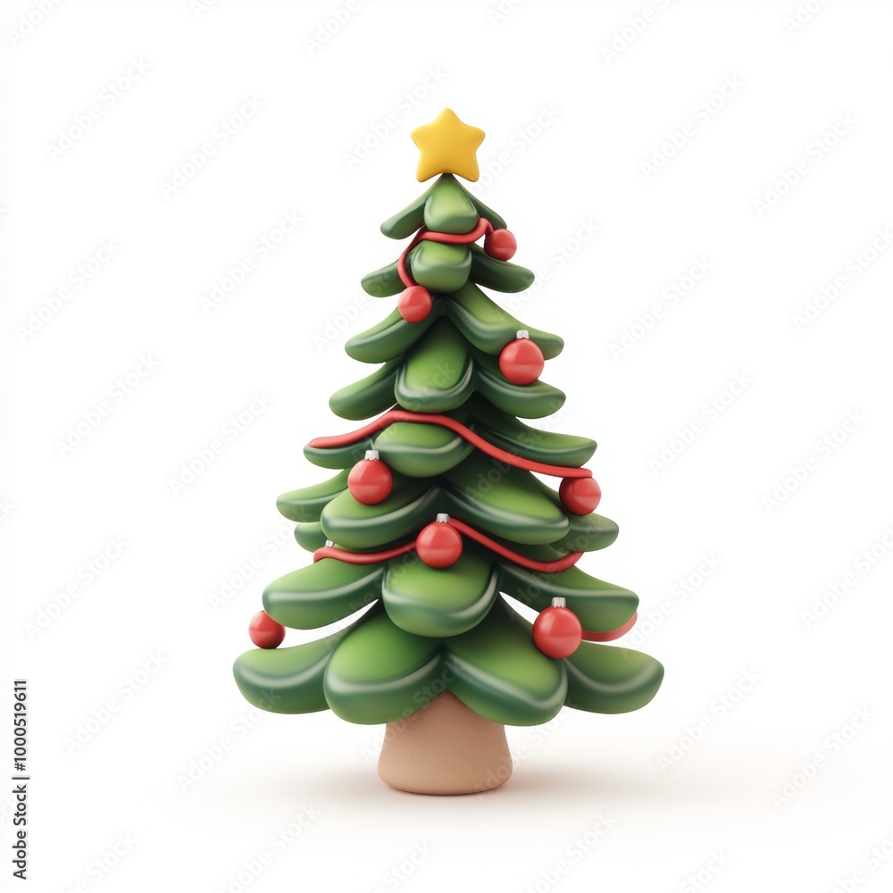 Minimalistic green pine tree figurine on a white background, creating a modern holiday aesthetic. Minimalistic green pine tree figurine on a white background, creating a modern holiday aesthetic.