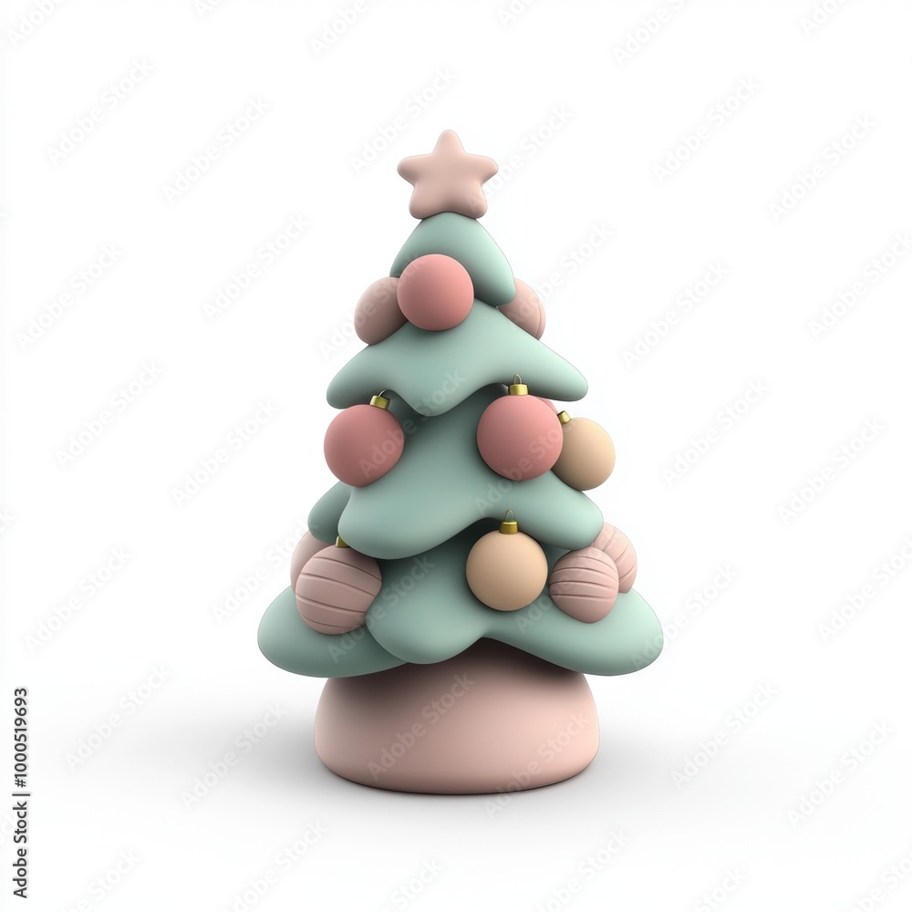 Minimalistic green pine tree figurine on a white background, creating a modern holiday aesthetic. Minimalistic green pine tree figurine on a white background, creating a modern holiday aesthetic.