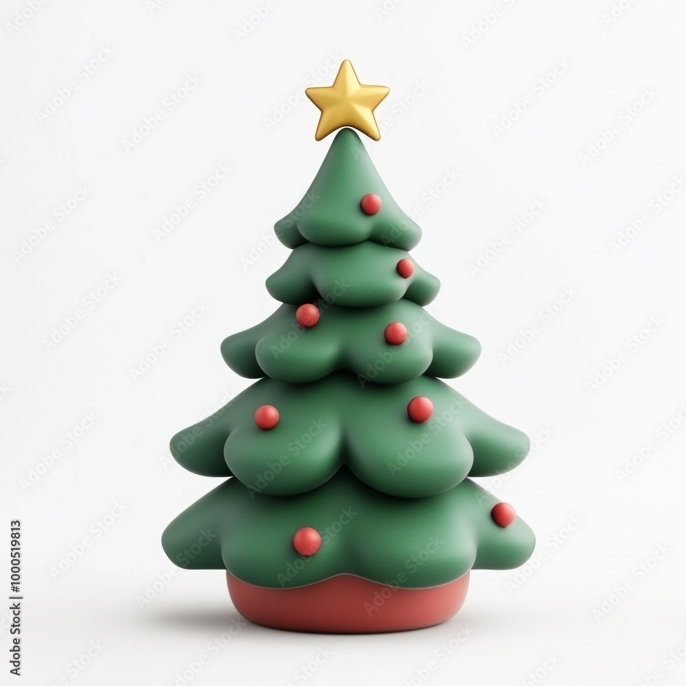 Minimalistic green pine tree figurine on a white background, creating a modern holiday aesthetic. Minimalistic green pine tree figurine on a white background, creating a modern holiday aesthetic.