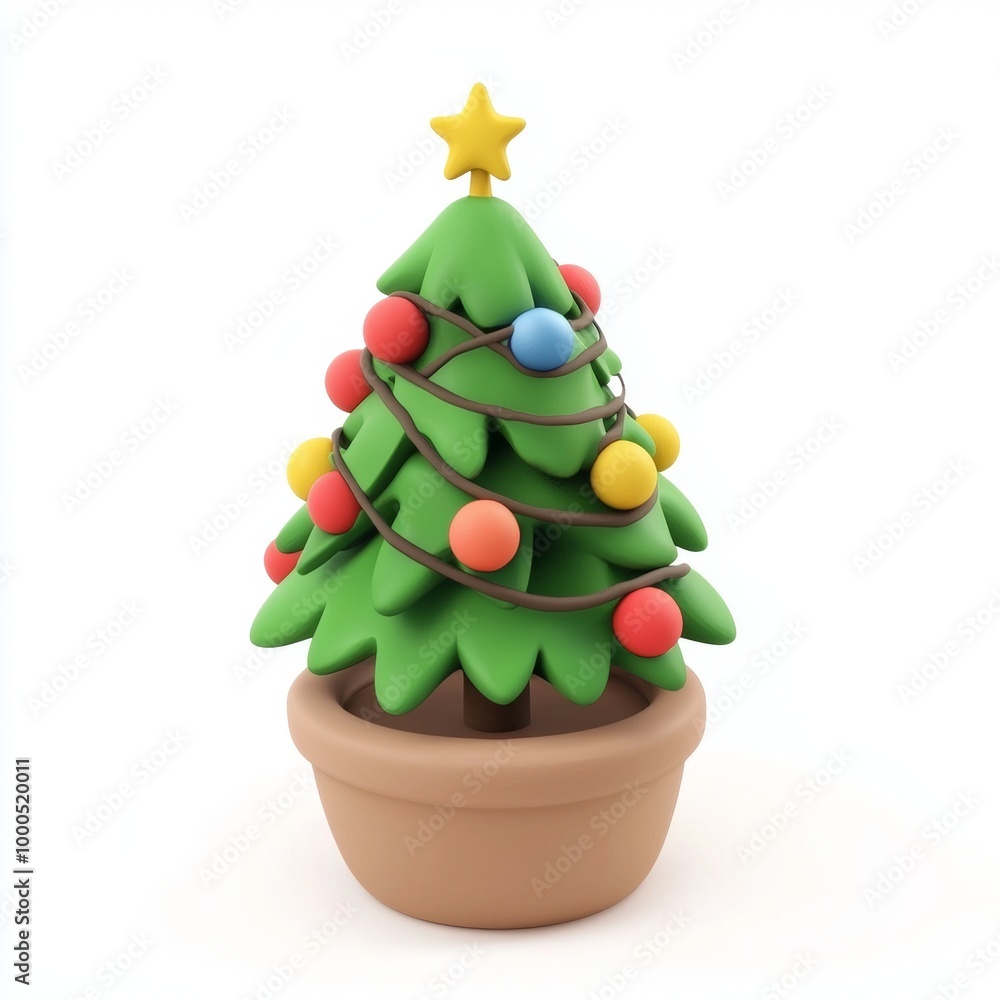 Minimalistic green pine tree figurine on a white background, creating a modern holiday aesthetic. Minimalistic green pine tree figurine on a white background, creating a modern holiday aesthetic.