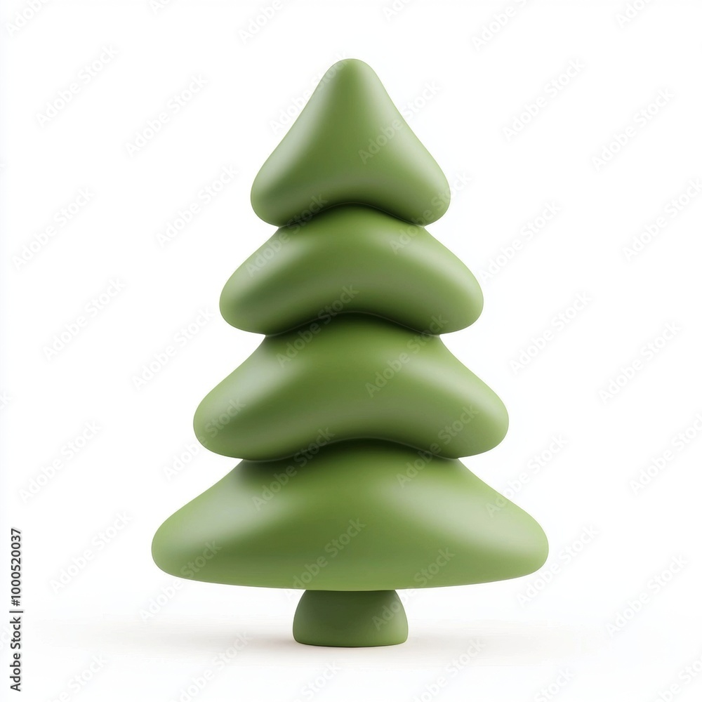 Minimalistic green pine tree figurine on a white background, creating a modern holiday aesthetic. Minimalistic green pine tree figurine on a white background, creating a modern holiday aesthetic.