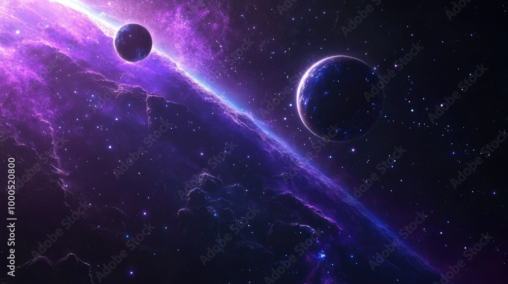 Purple and blue stars in a space background Purple and blue stars in a space background