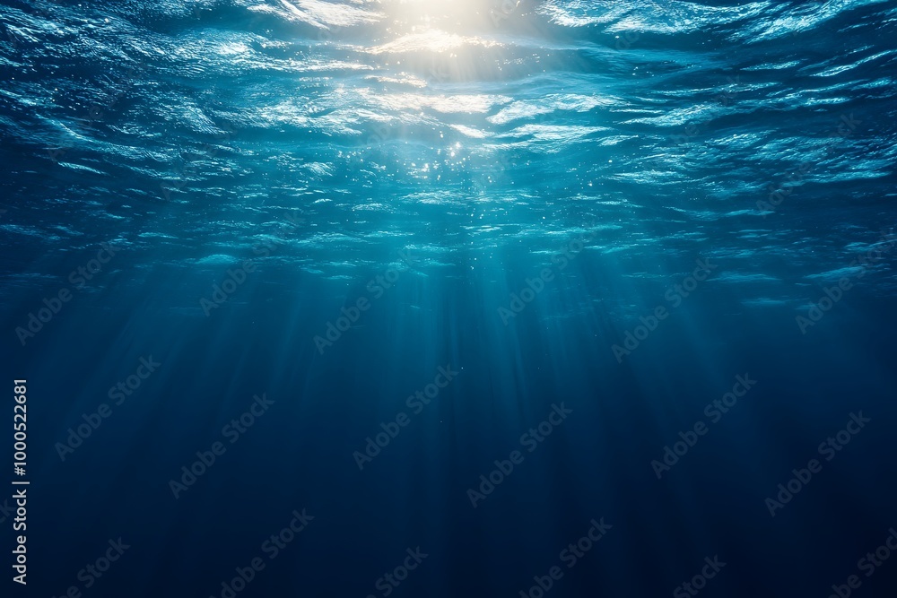 Sunlight Beams Through Deep Blue Ocean Sunlight Beams Through Deep Blue Ocean