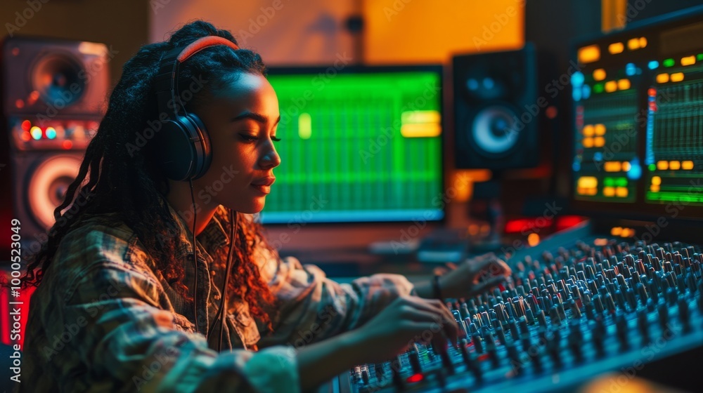 Female Audio Engineer in Studio Female Audio Engineer in Studio