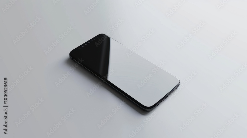 Sleek modern smartphone on a white background, minimalistic design with a focus on the screen display Sleek modern smartphone on a white background, minimalistic design with a focus on the screen display
