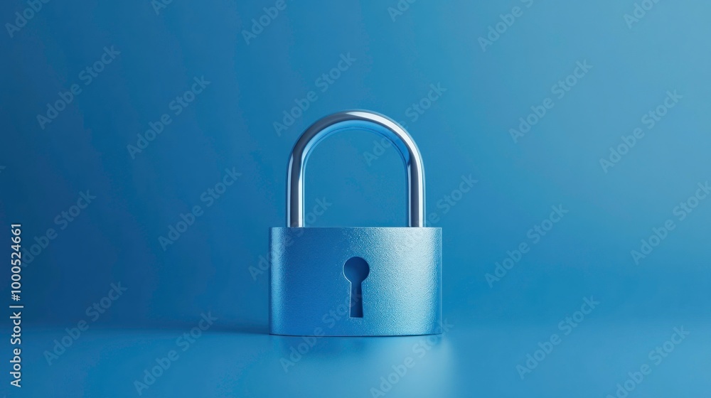 Fototapeta premium Blue Padlock on Blue Background