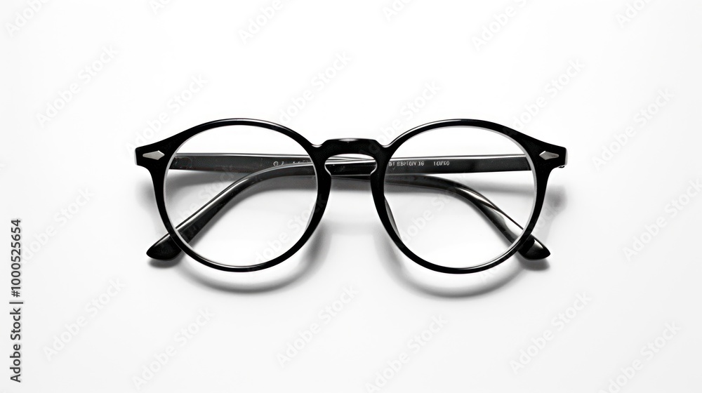 Black Round Glasses on a White Background Black Round Glasses on a White Background