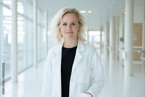 Female doctor in lab coat at hospital