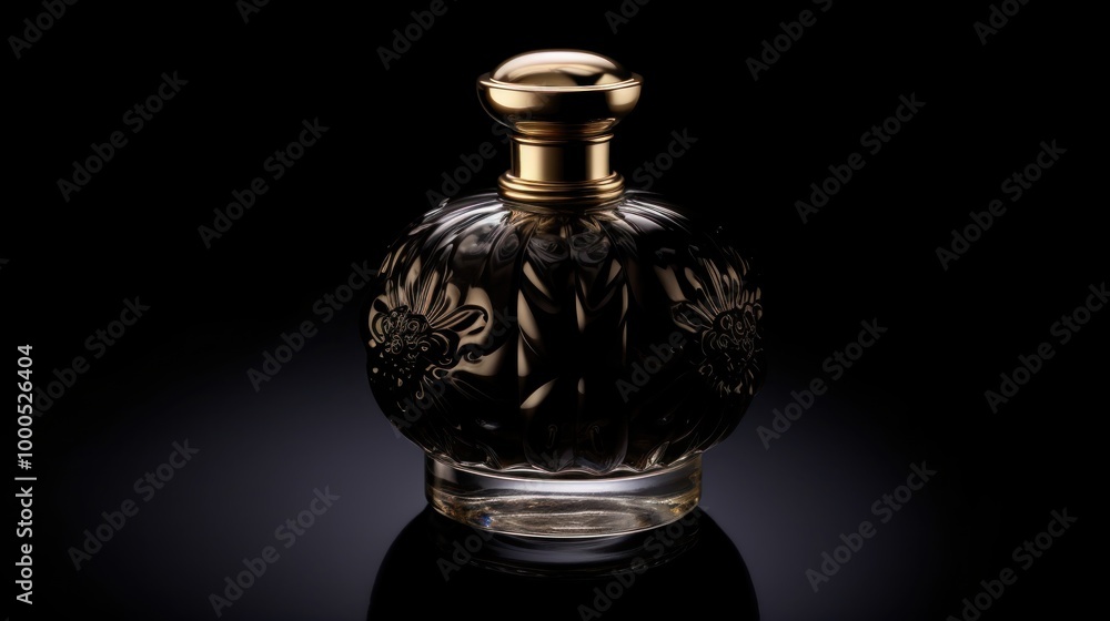 Elegant Perfume Bottle on a Black Background Elegant Perfume Bottle on a Black Background