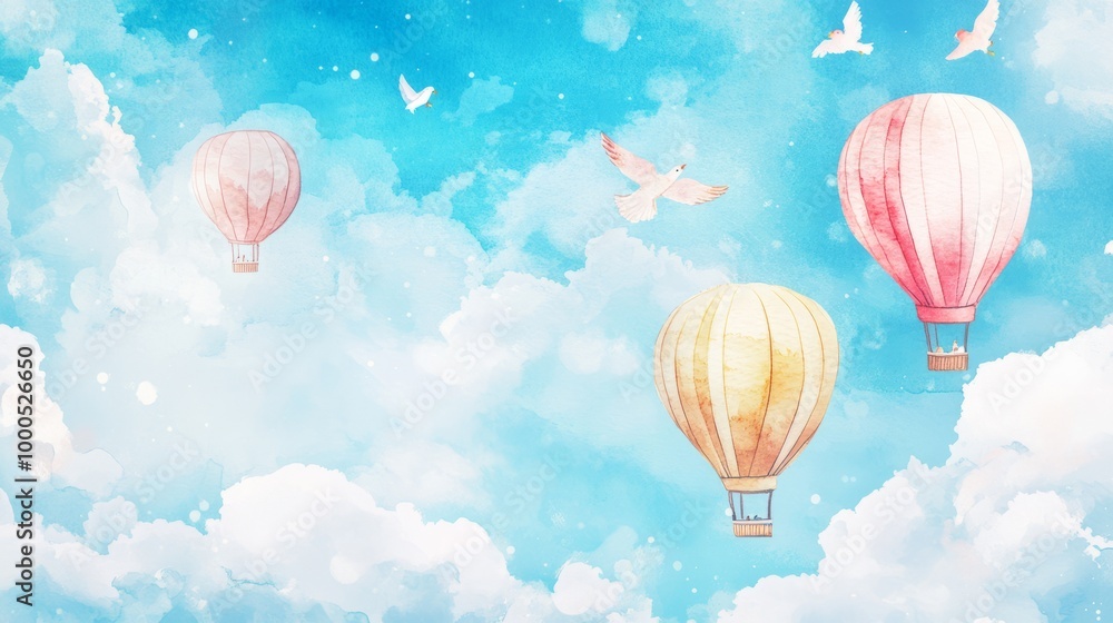 Fototapeta premium Serene Sky with Hot Air Balloons