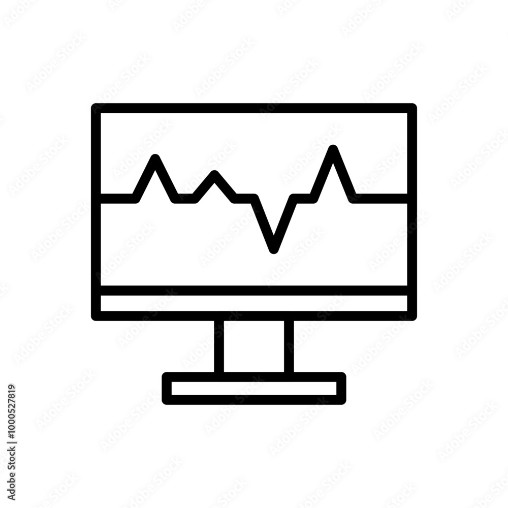 monitor icon with pulse graph, heartbeat screen monitor icon with pulse graph, heartbeat screen