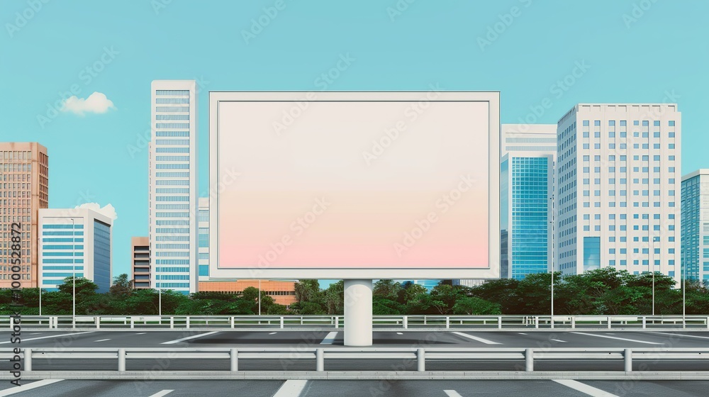 Daytime City Billboard Mockup: Realistic billboard in a bustling cityscape, prominently displaying an advertisement. Ideal for high-traffic areas like intersections and expressways, during the day. Daytime City Billboard Mockup: Realistic billboard in a bustling cityscape, prominently displaying an advertisement. Ideal for high-traffic areas like intersections and expressways, during the day.