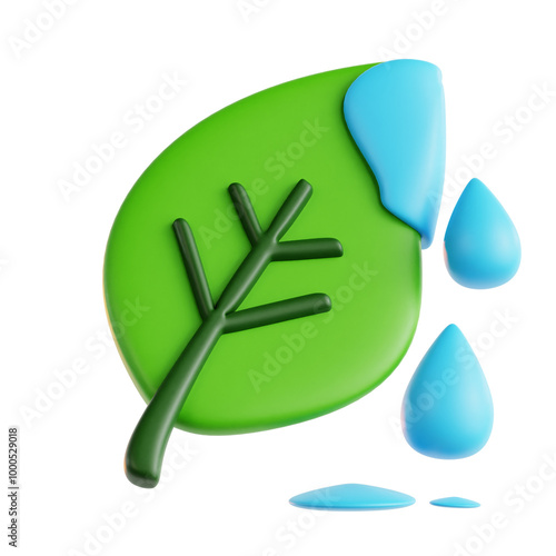 Dew Drops 3D illustration with isolated background