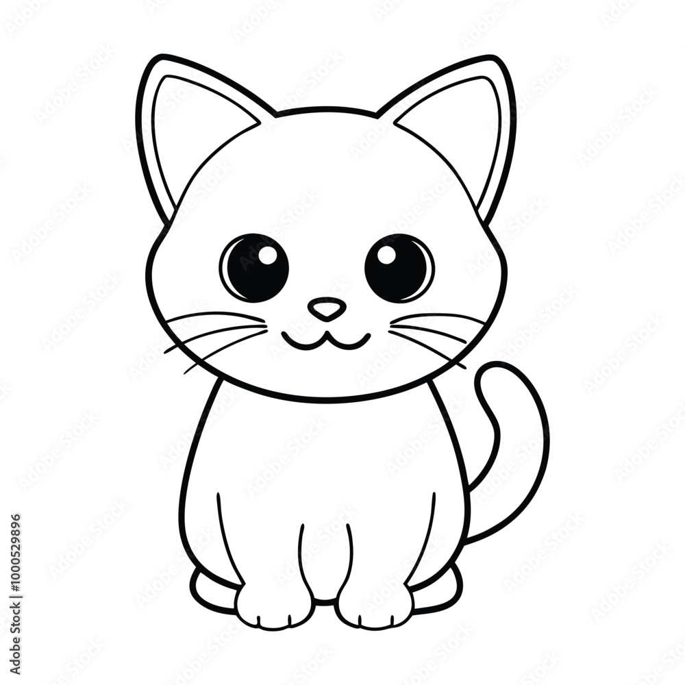 Cute Chibi Cat Line Art Hand Drawn Kawaii Kids Coloring Book Illustration Cute Chibi Cat Line Art Hand Drawn Kawaii Kids Coloring Book Illustration