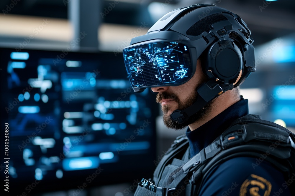 Futuristic law enforcement agents tracking dark web criminals, navigating complex networks through augmented reality overlays and advanced encryption-breaking tools Futuristic law enforcement agents tracking dark web criminals, navigating complex networks through augmented reality overlays and advanced encryption-breaking tools