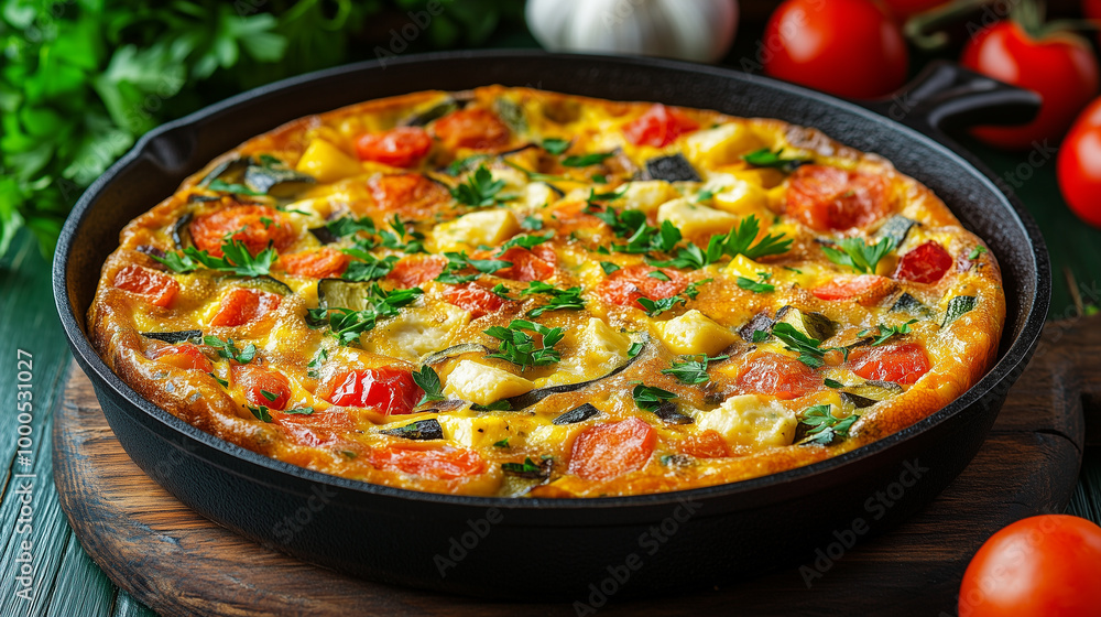 Delicious Vegetable Frittata Served in a Skillet Delicious Vegetable Frittata Served in a Skillet